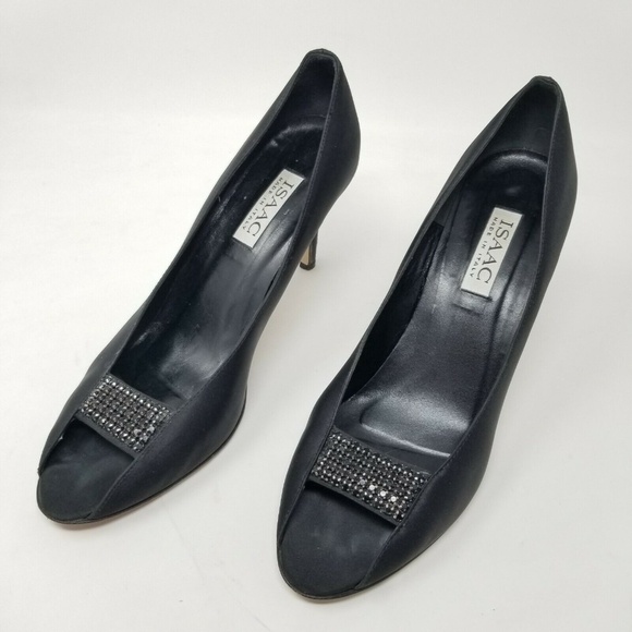 Isaac Mizrahi Black Fabric Leather Stone Slip On - Picture 1 of 8